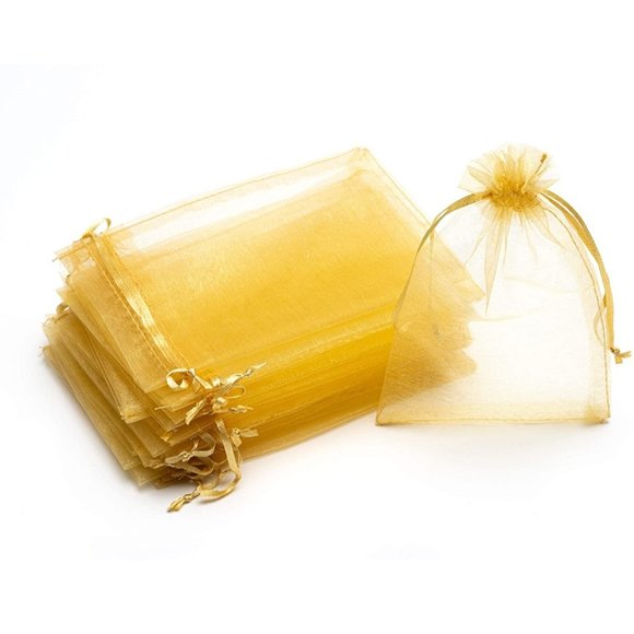 20 Gold Drawstring Organza Bags 4" x 6" - Picture 1 of 5